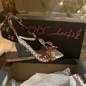 Betsey Johnson Multicolor Floral and Polka Dot Heels